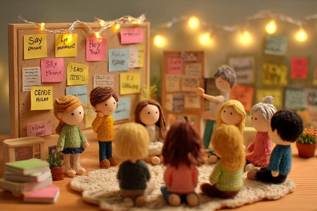 Classroom kindness resolutions routine using sticky notes